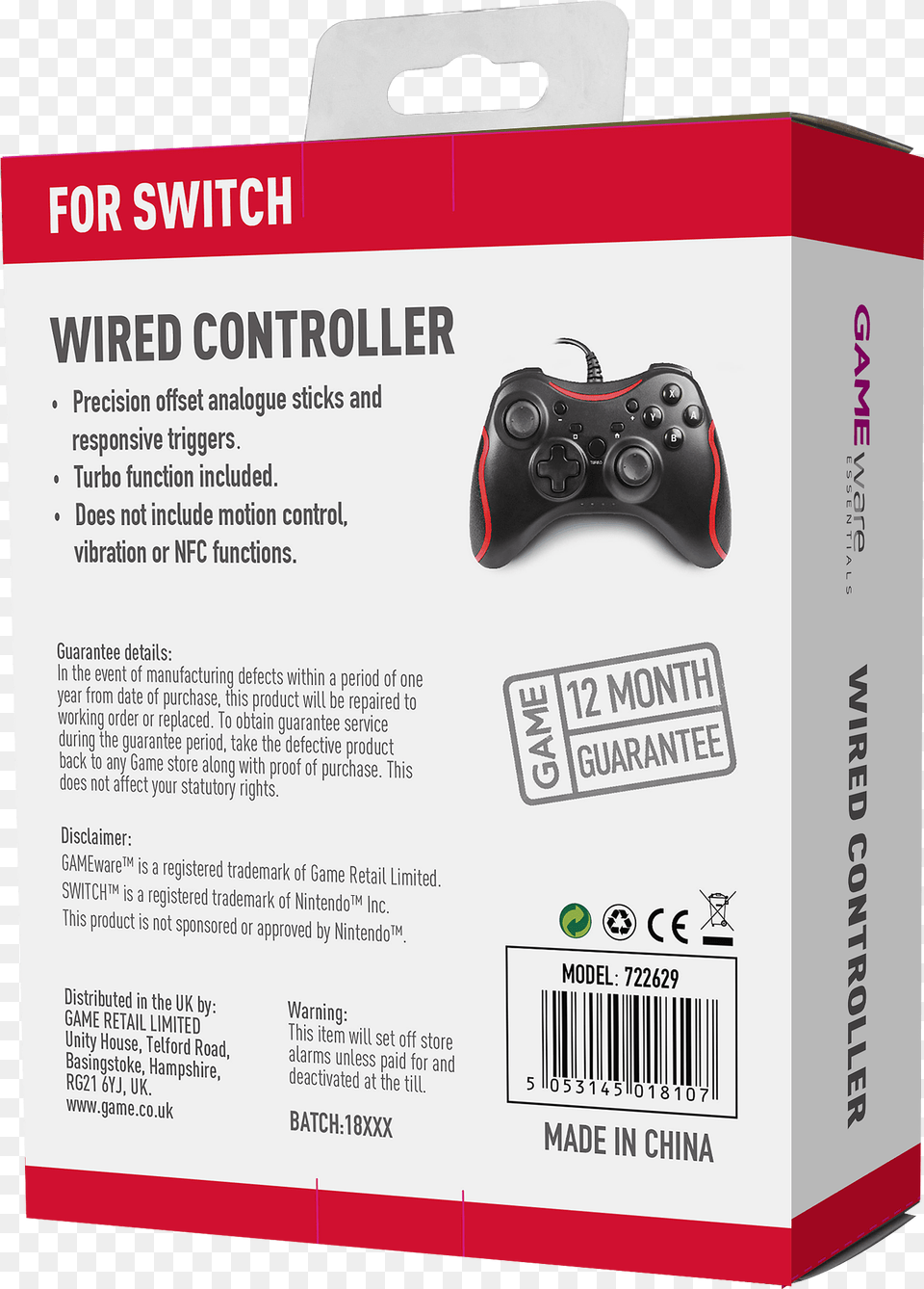 Gameware Nintendo Switch Wired Controller Game Controller, Electronics Png