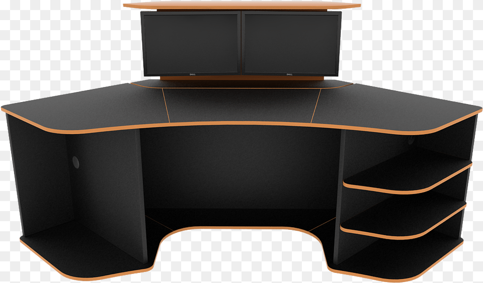 Gaming Desk Multiple Monitors Led Gaming Computer And Desk, Furniture, Table, Electronics Png Image