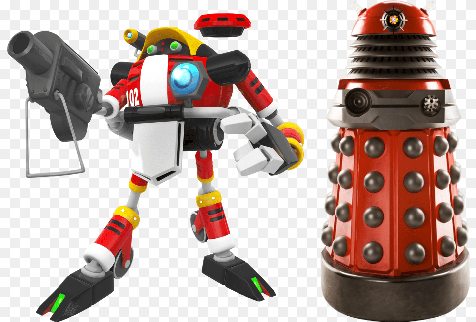 Gamma And Dalek Silver And Blue Daleks, Robot, Toy Png