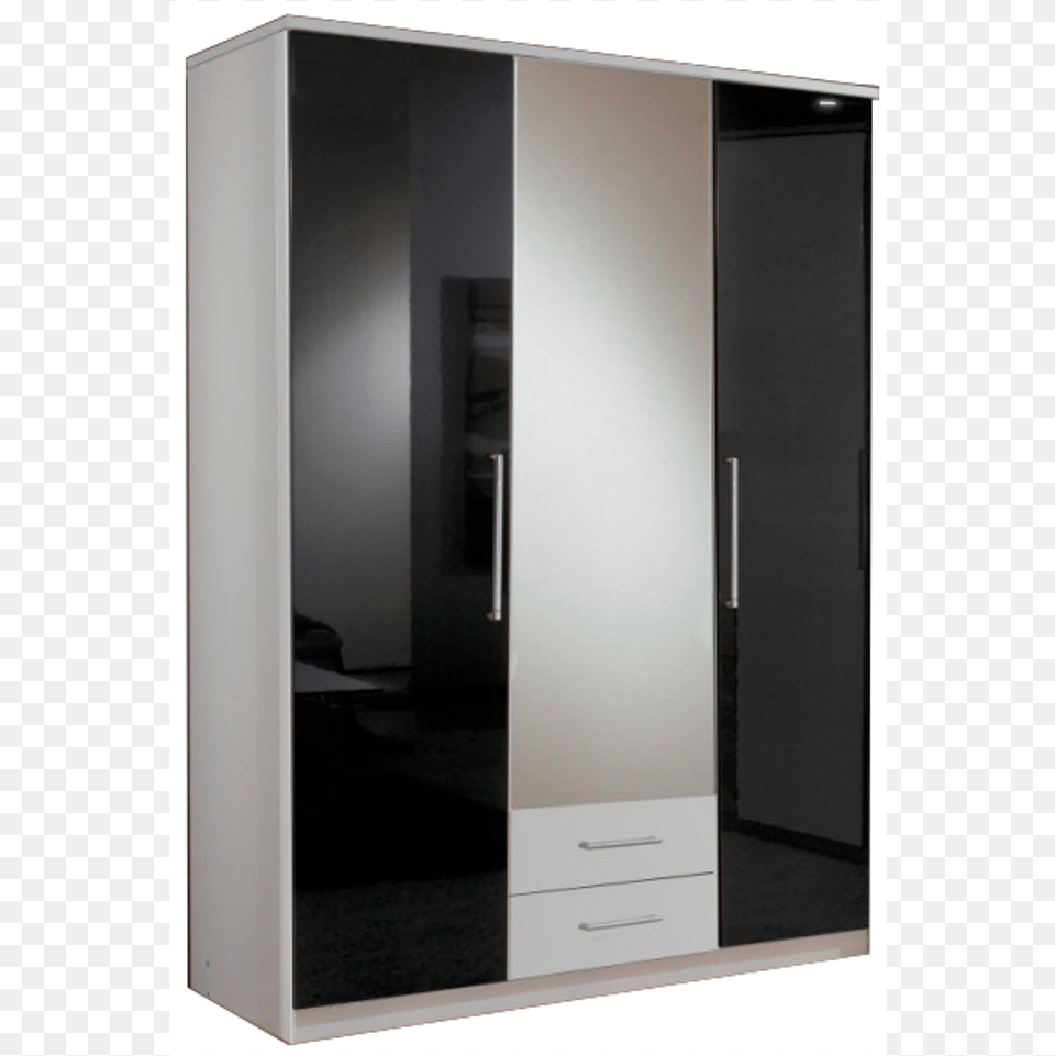 Gamma White And Black Gloss 3 Door 2 Drawer Wardrobe Wimex Gamma White And Black Gloss 3 Door 2 Drawer Wardrobe, Closet, Cupboard, Furniture Free Png