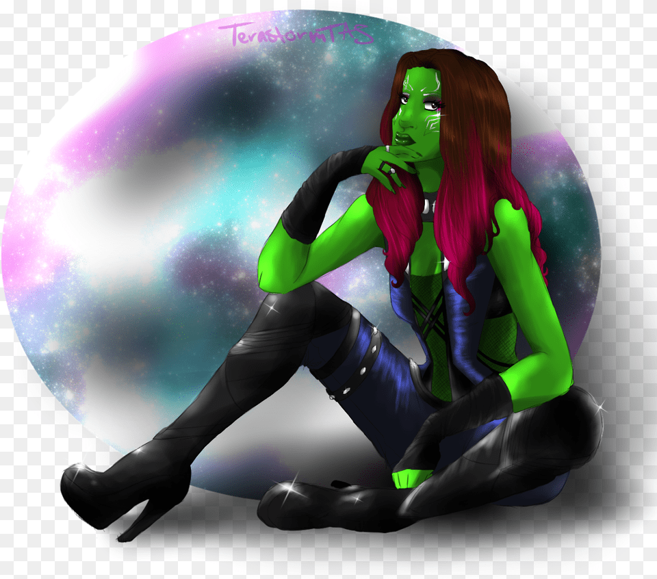 Gamoralove This Gal Desenhos De Gamora Marvel, Art, Graphics, Adult, Person Png Image