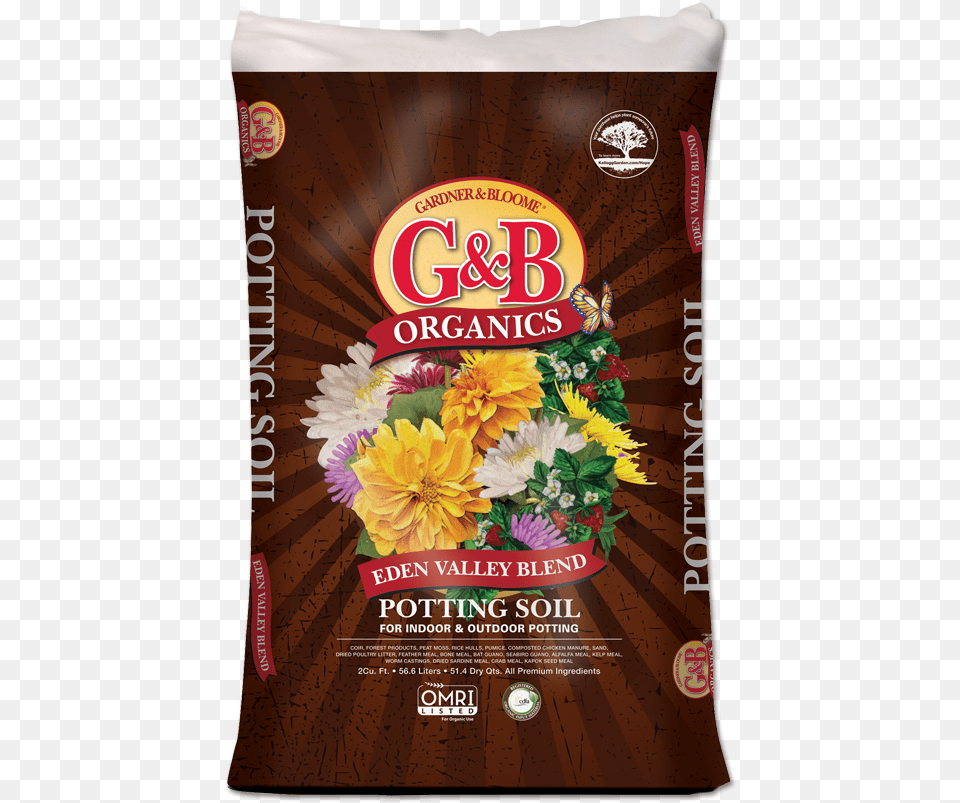 Gampb Organics Eden Valley Blend Potting Soil Rice Hulls Sunflower, Advertisement, Flower, Plant, Poster Png Image