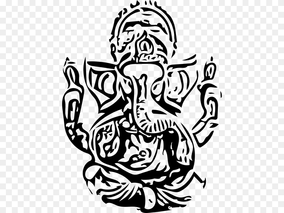Ganesh Ganesha Ganesh Vector Ganesha Vector God Mehandi Design For Durga Puja, Gray Free Transparent Png