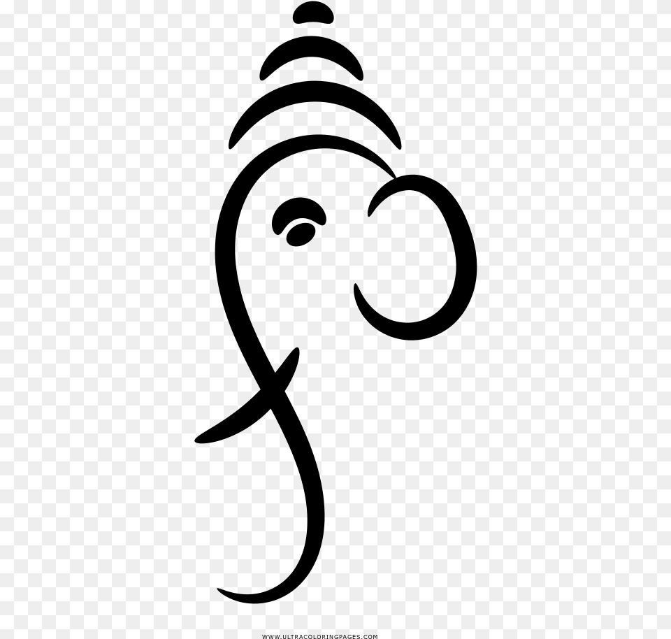Ganesha Coloring, Gray Free Png