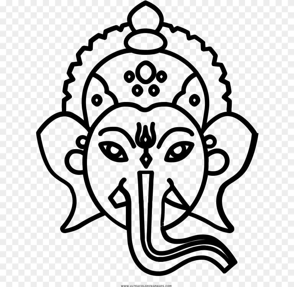 Ganesha Coloring, Gray Free Transparent Png