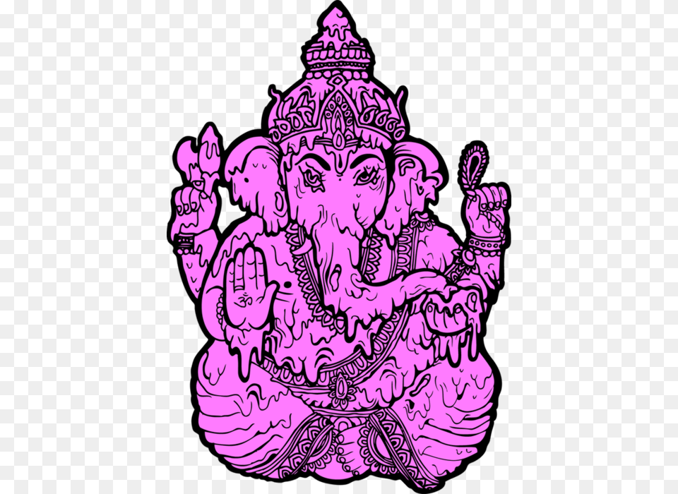 Ganesha Ganesha Trippy Artsy Fartsy Holi Ganesh, Art, Doodle, Drawing, Purple Png Image
