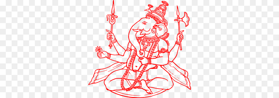 Ganesha Hinduism Hindu Temple God Elephant Ganesh Ji Clipart Red, Art Free Png Download