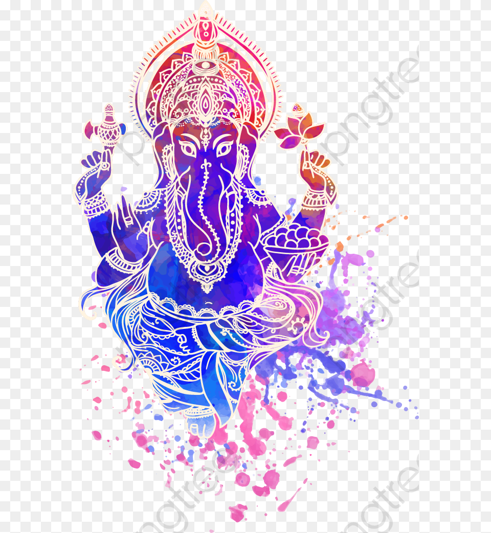 Ganesha Ink Elephant Head Ganesha, Purple, Art, Graphics, Pattern Free Transparent Png
