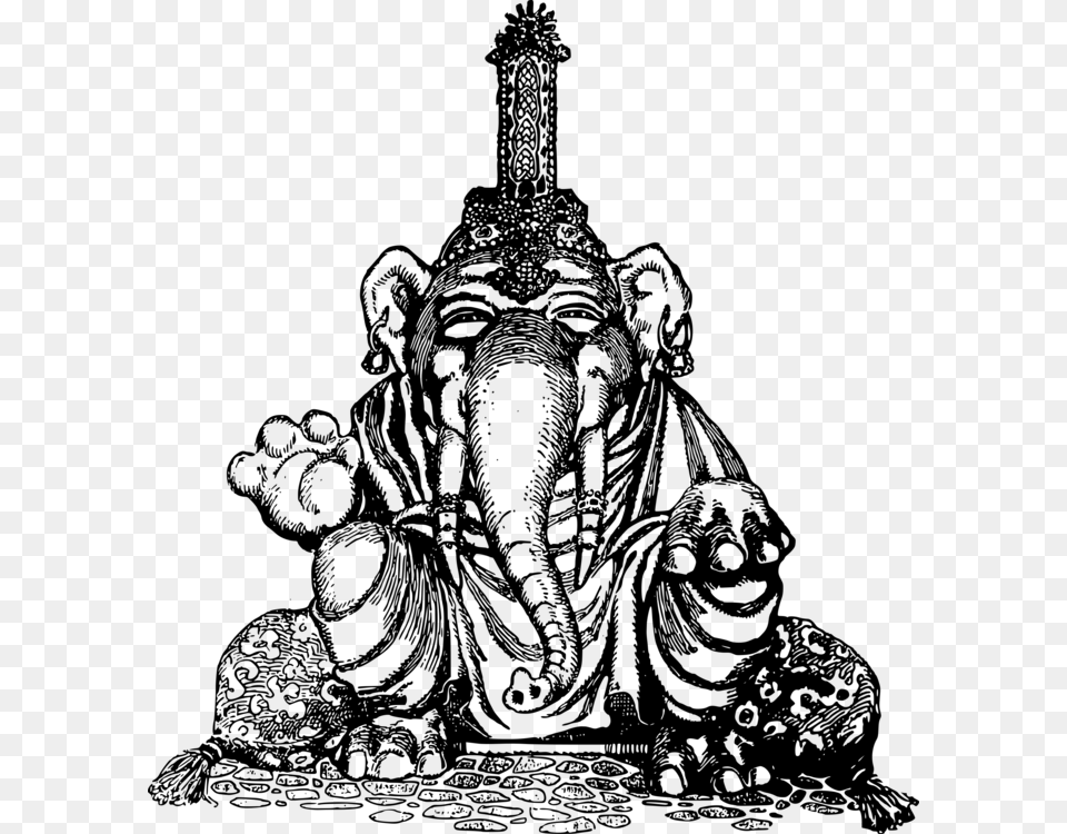 Ganesha Mahadeva Hinduism Asian Elephant T Shirt, Gray Png Image