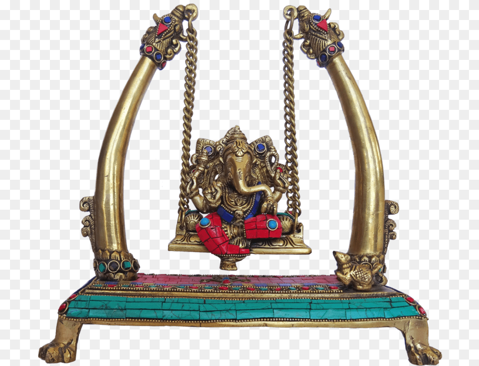 Ganesha Sitting On Decorative Brass Julla With Multi Ganesha, Bronze, Furniture Free Png Download