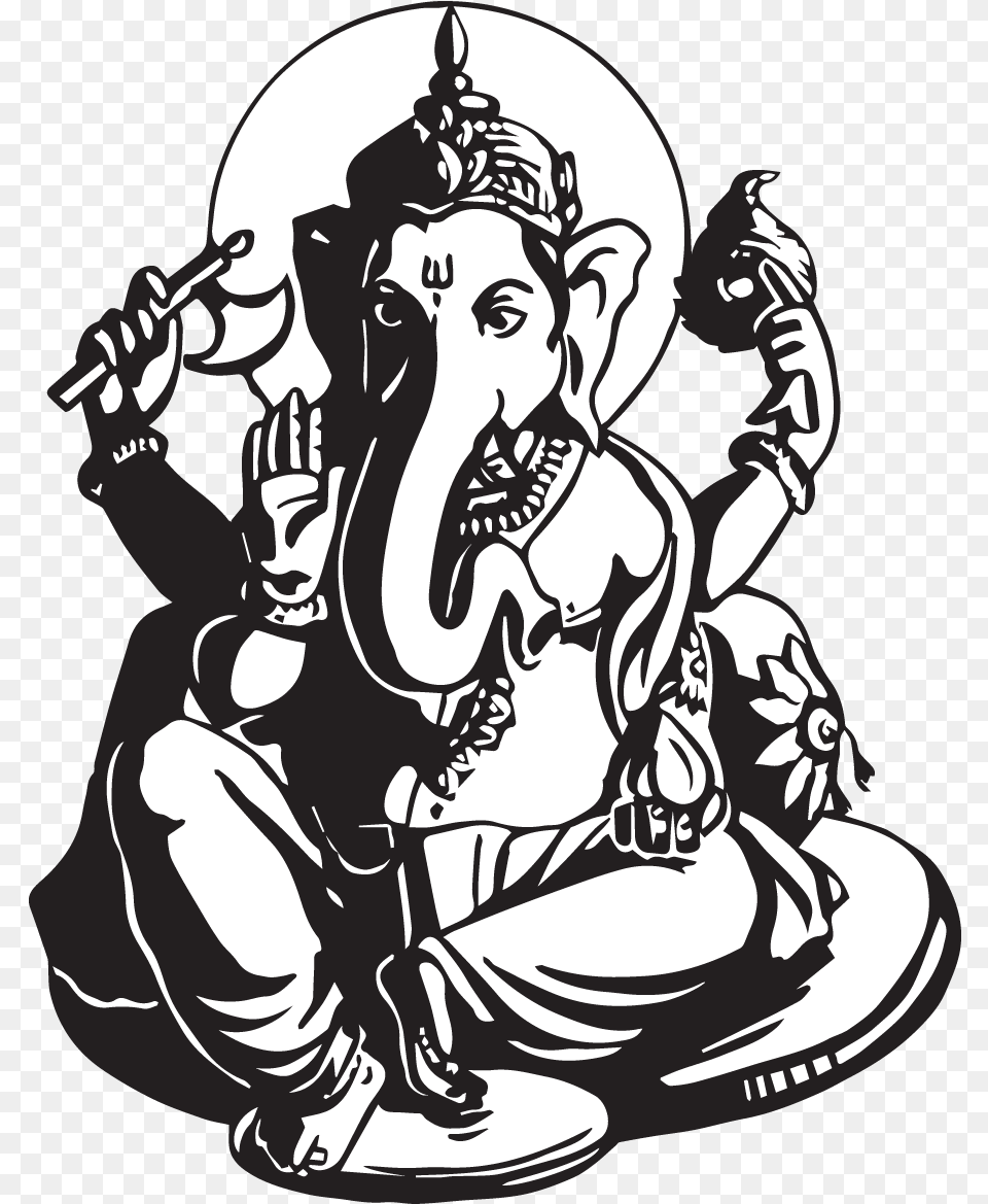 Ganesha Wall Decal Canvas Drawing Ganesh Chaturthi Related Drawing, Baby, Person, Stencil, Art Free Png