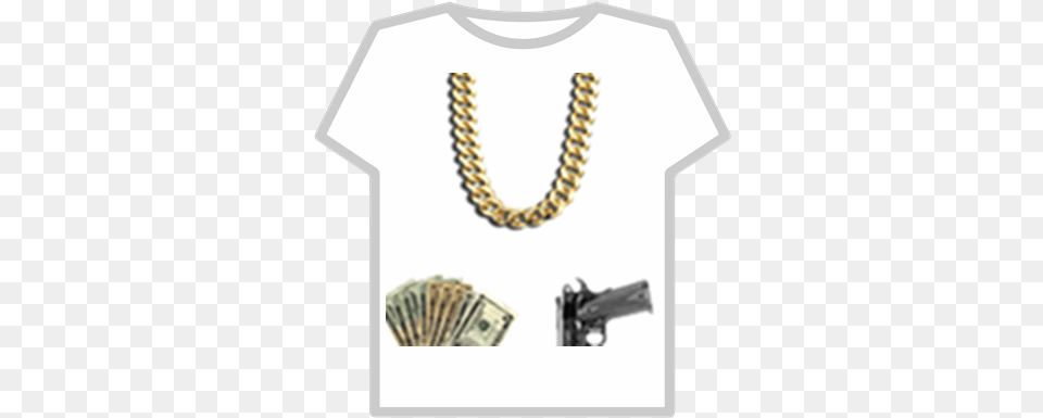 Gang Chain Necklacetransparent Background Roblox T Shirt Roblox Musculos, Firearm, Weapon, Gun, Handgun Free Png