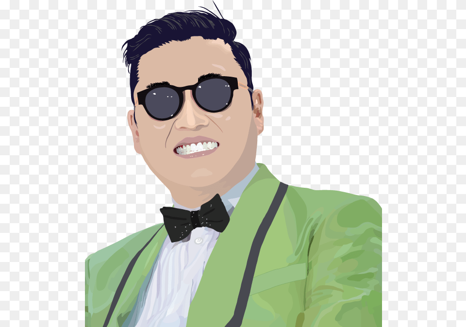 Gangnam Style Face Transparent, Accessories, Sunglasses, Suit, Person Free Png Download