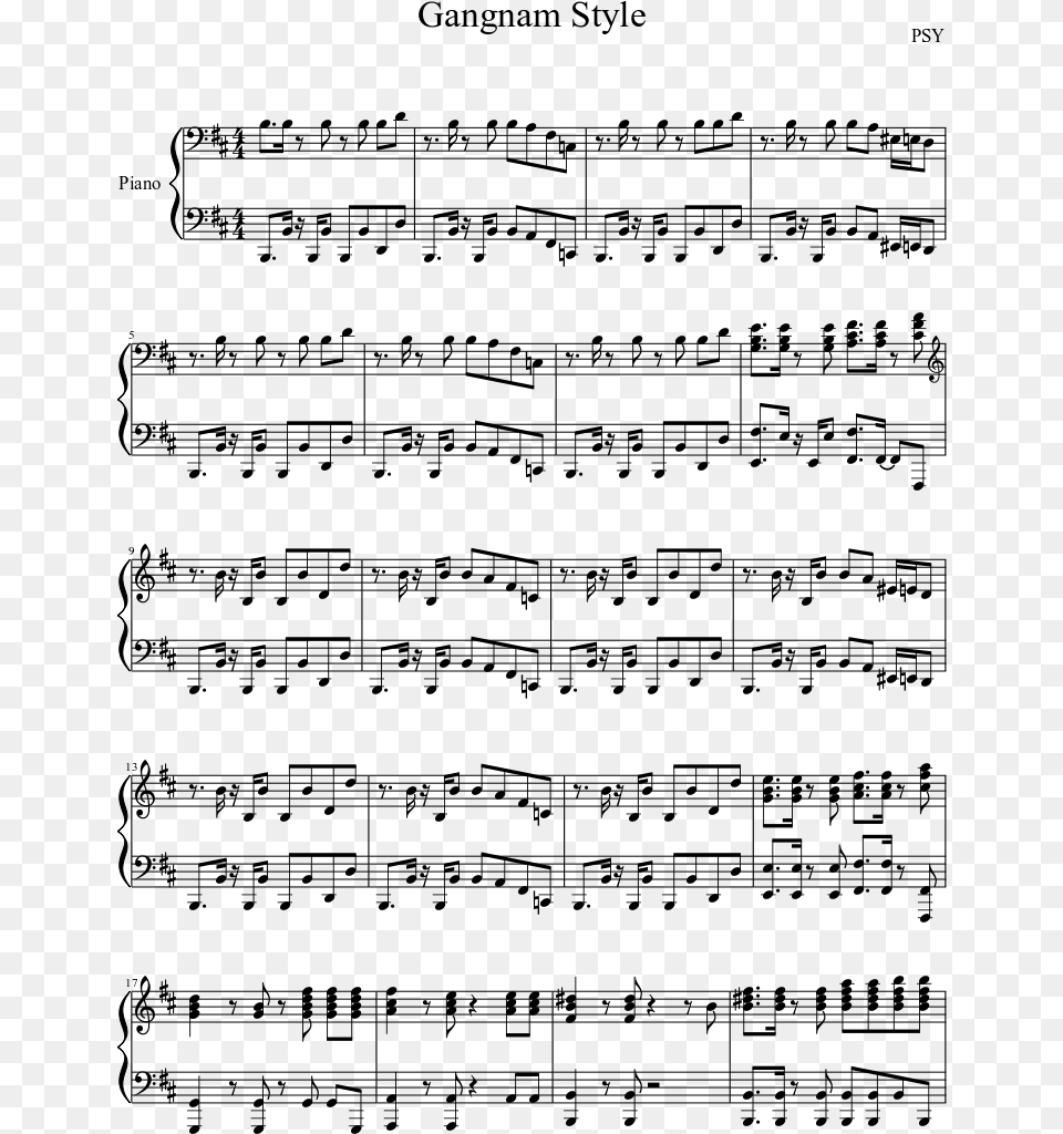 Gangnam Stylestyle Emil Sacrifice Piano Sheet, Gray Free Png Download