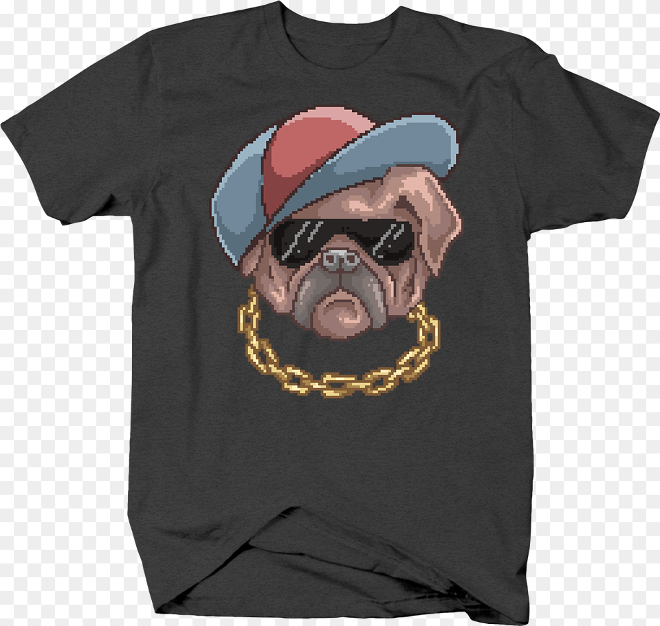 Gangster Bulldog With Snapback And Chain Pixel Art Boardwalk T Shirts Beach, Clothing, T-shirt, Face, Head Free Transparent Png