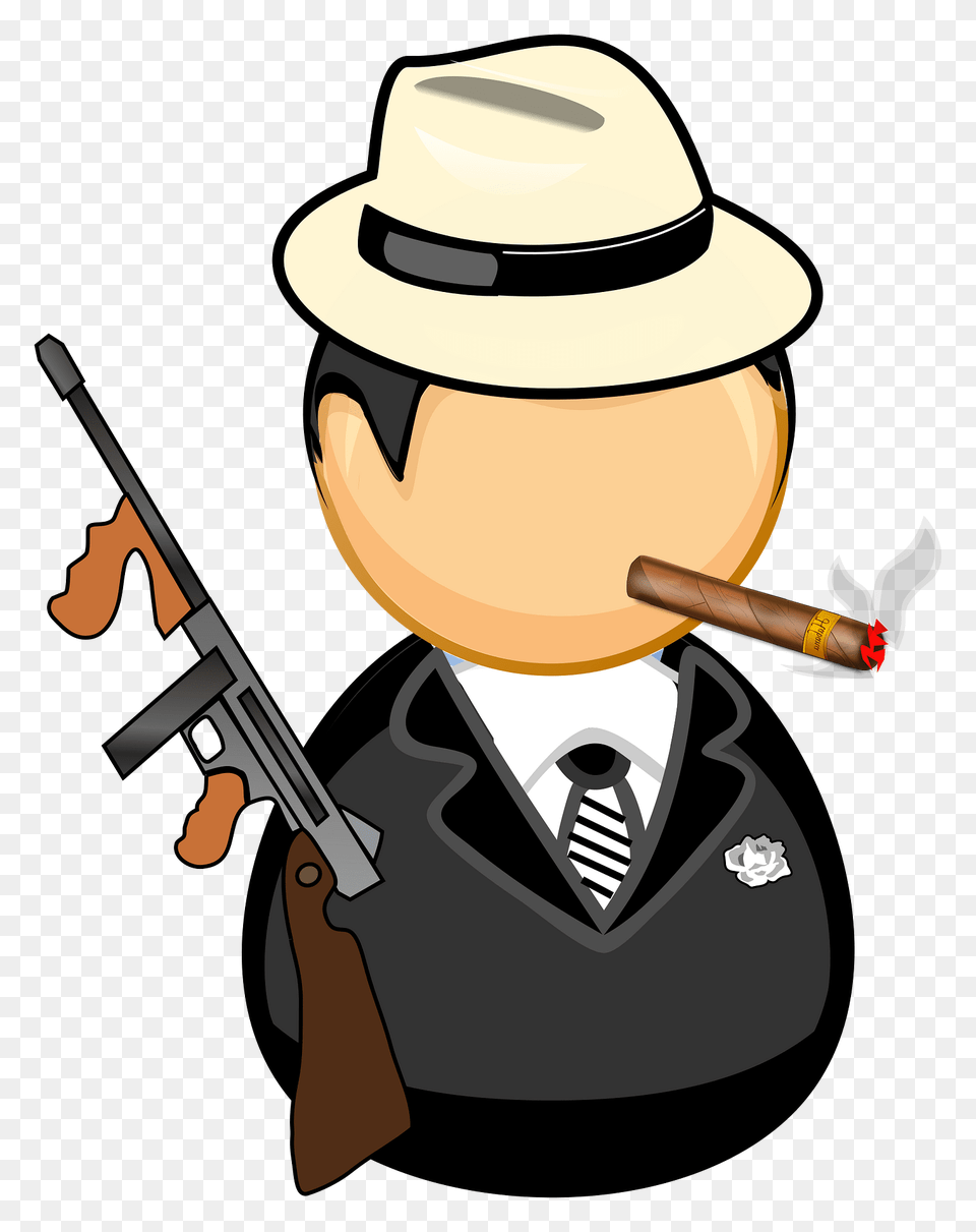 Gangster Clipart, Clothing, Firearm, Gun, Hat Png Image