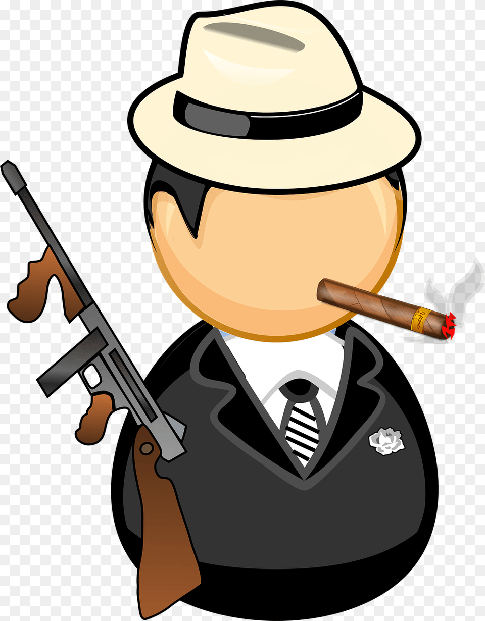 Gangster Computer Icons Sticker Decal Al Capone Gangster, Hat, Clothing, Weapon, Firearm Free Transparent Png