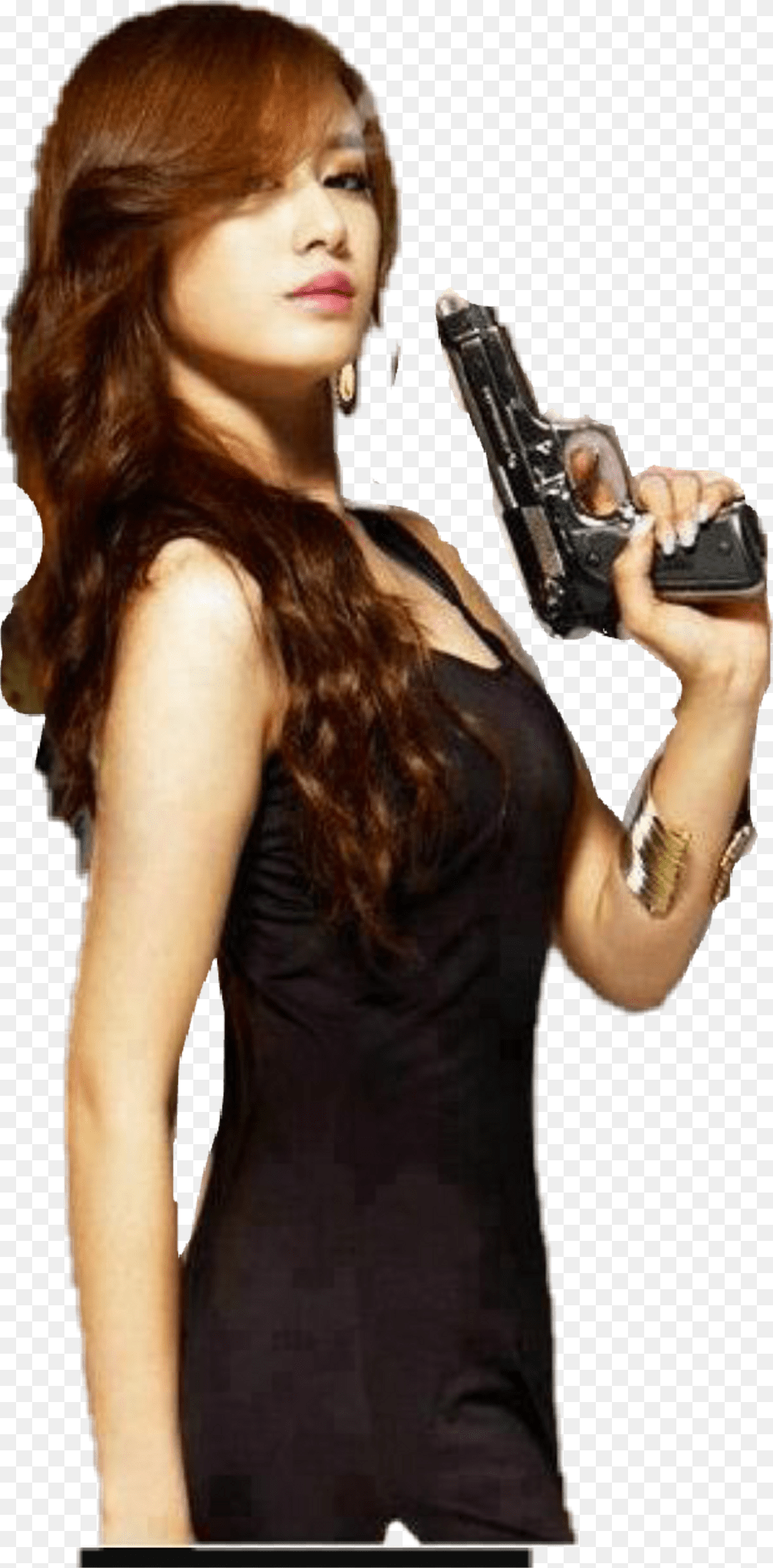 Gangster Park Jiyeon With Gun Park Ji Yeon, Adult, Weapon, Person, Woman Free Transparent Png