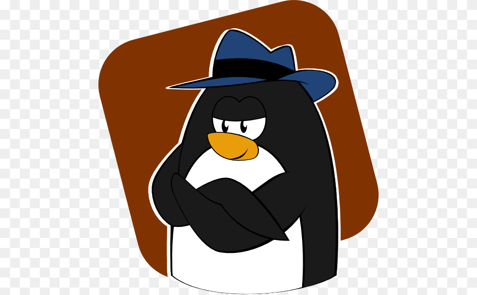 Gangster Penguin Svg Clip Arts Fedora Linux Penguin, Cartoon, Clothing, Hardhat, Helmet Png