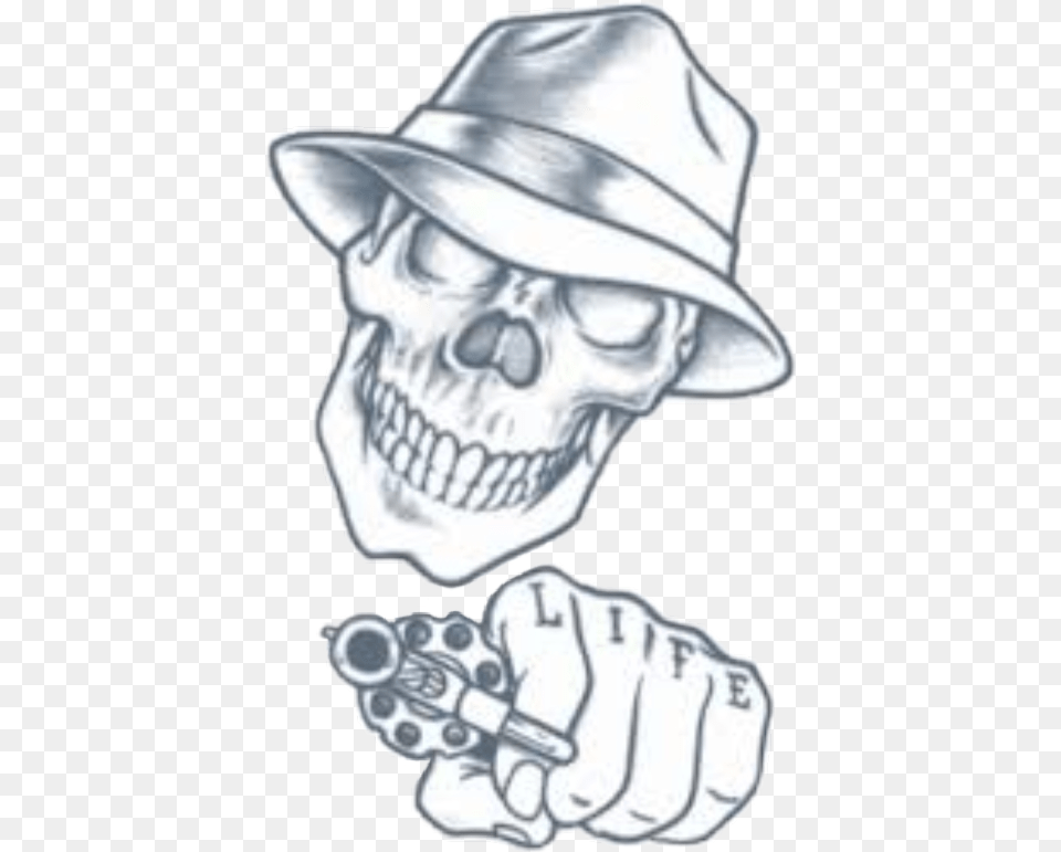 Gangster Skull Tattoo Designs, Clothing, Hat, Baby, Person Free Png Download