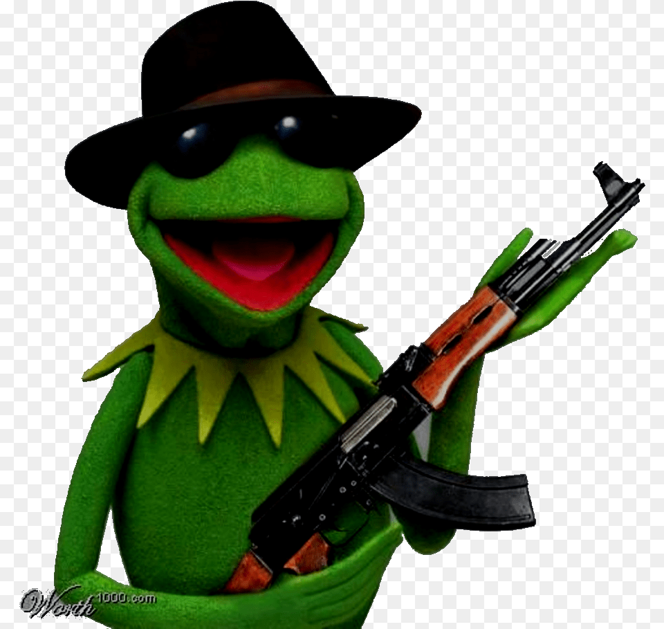 Gangsterkermitnew Kermit The Frog With Gun, Firearm, Rifle, Weapon, Face Png