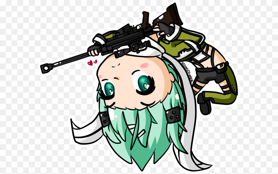 Gantungan Kunci Sinon Sword Art Online Sword Art Online Chibi Sinon, Weapon, Rifle, Gun, Firearm Free Png