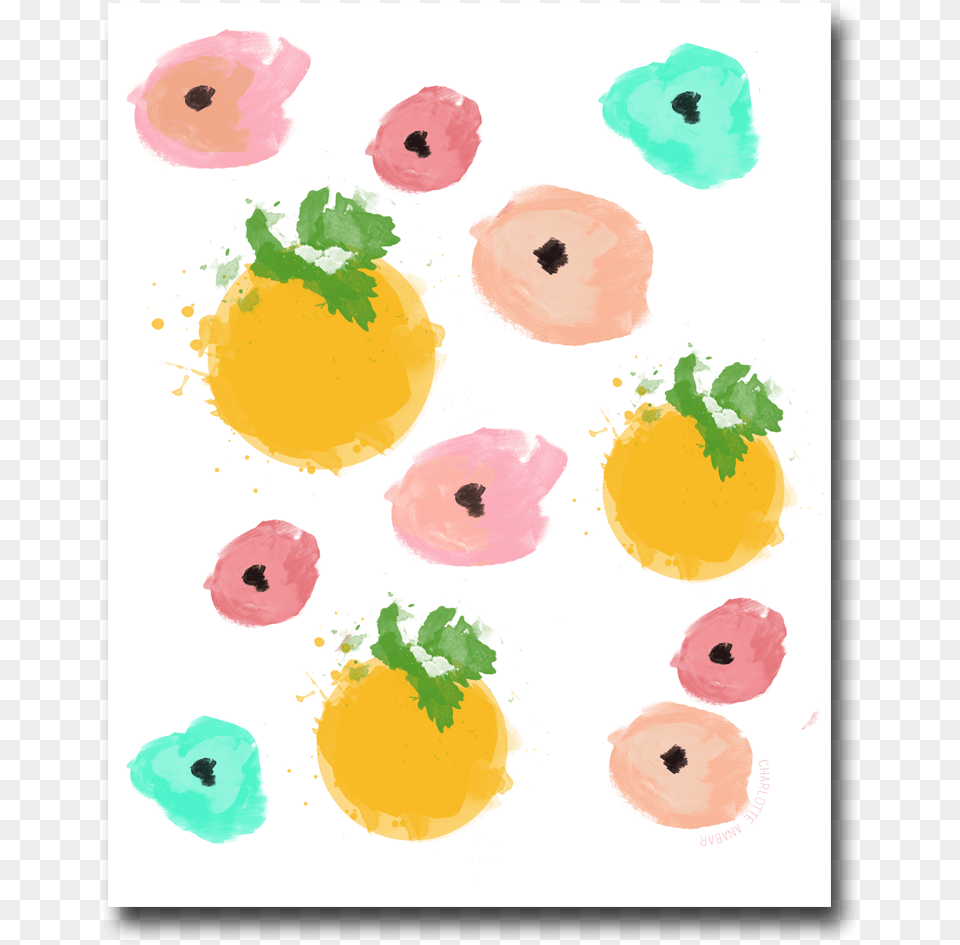 Garden Citrus Blue Citrus Yellow Flamingos Citrus Orange Oriental Poppy, Art, Painting Free Png Download