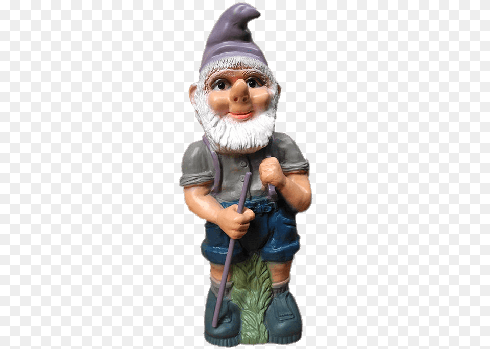 Garden Gnome Holding Stick Garden Gnome, Figurine, Baby, Person Png