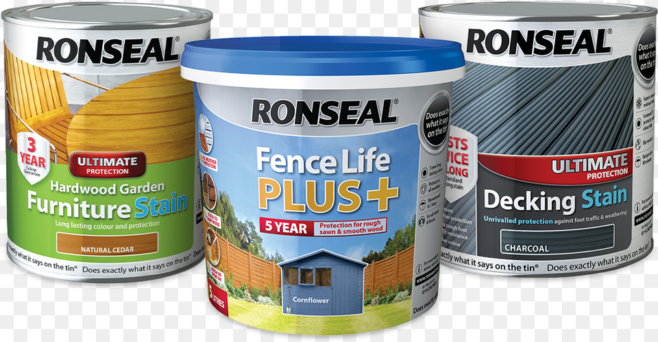 Garden Ronseasl Garden Packshot Ronseal Charcoal Decking Stain, Paint Container, Can, Tin Png