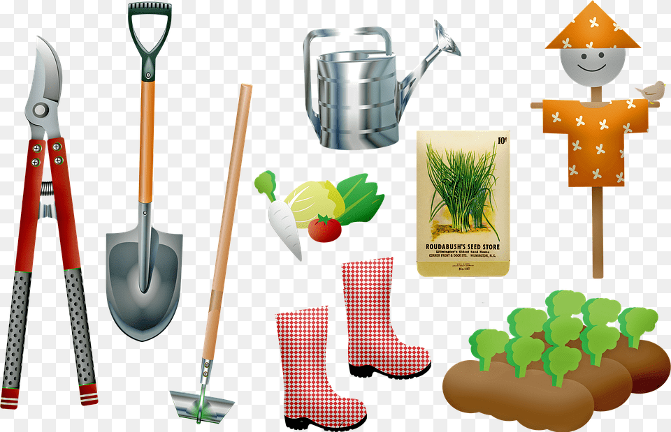 Garden Tools Plants Growing Seeds Shovel Gardening Garden, Device, Tool, Plant, Person Free Png Download