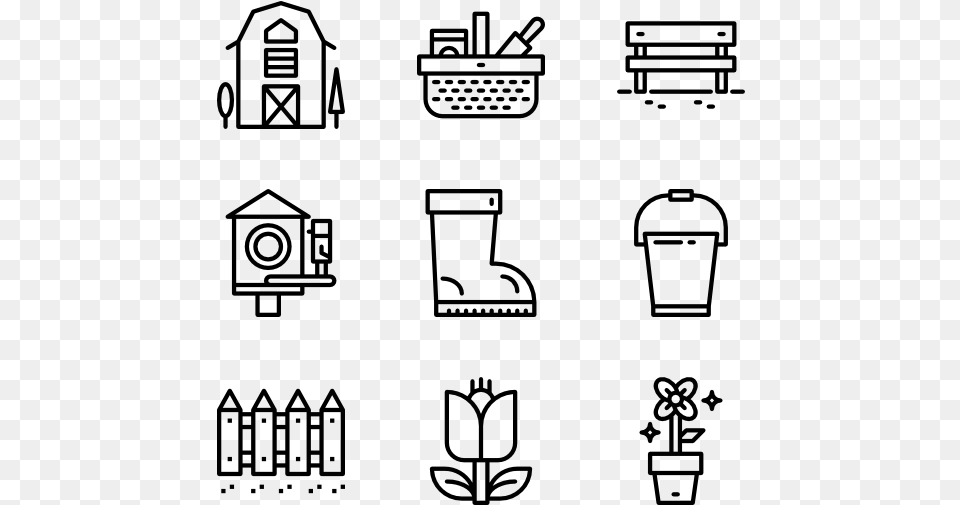 Garden Tools Travel Icon Transparent Background, Gray Free Png