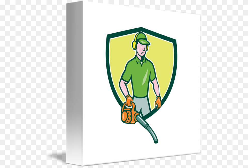 Gardener Landscaper Leaf Blower Crest Cartoon, Adult, Male, Man, Person Png Image