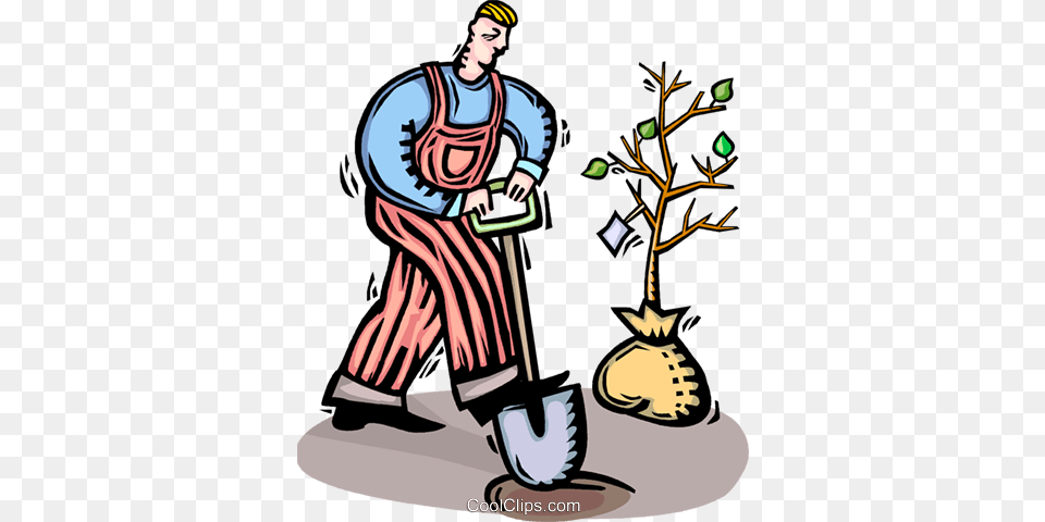 Gardener Planting A Tree Royalty Vector Clip Art Illustration, Adult, Cleaning, Male, Man Free Transparent Png