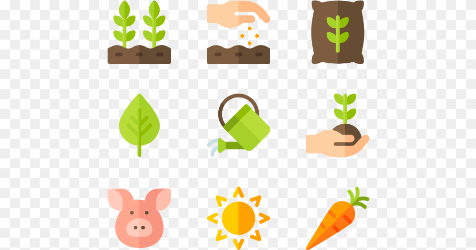 Gardening Farmer Flat Icon, Plant, Leaf, Animal, Pig Png Image