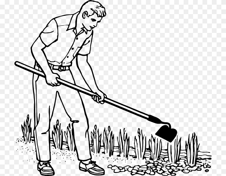 Gardening Gardener Drawing Horticulture Man With The Hoe Drawing, Gray Free Png