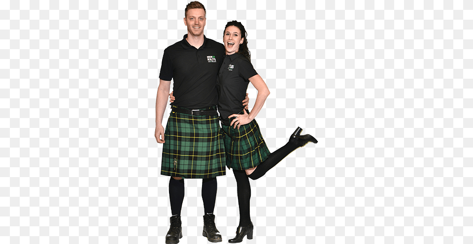 Gareth And Stacy39s Story Man And Woman In Kilt, Clothing, Tartan, Skirt, Adult Png