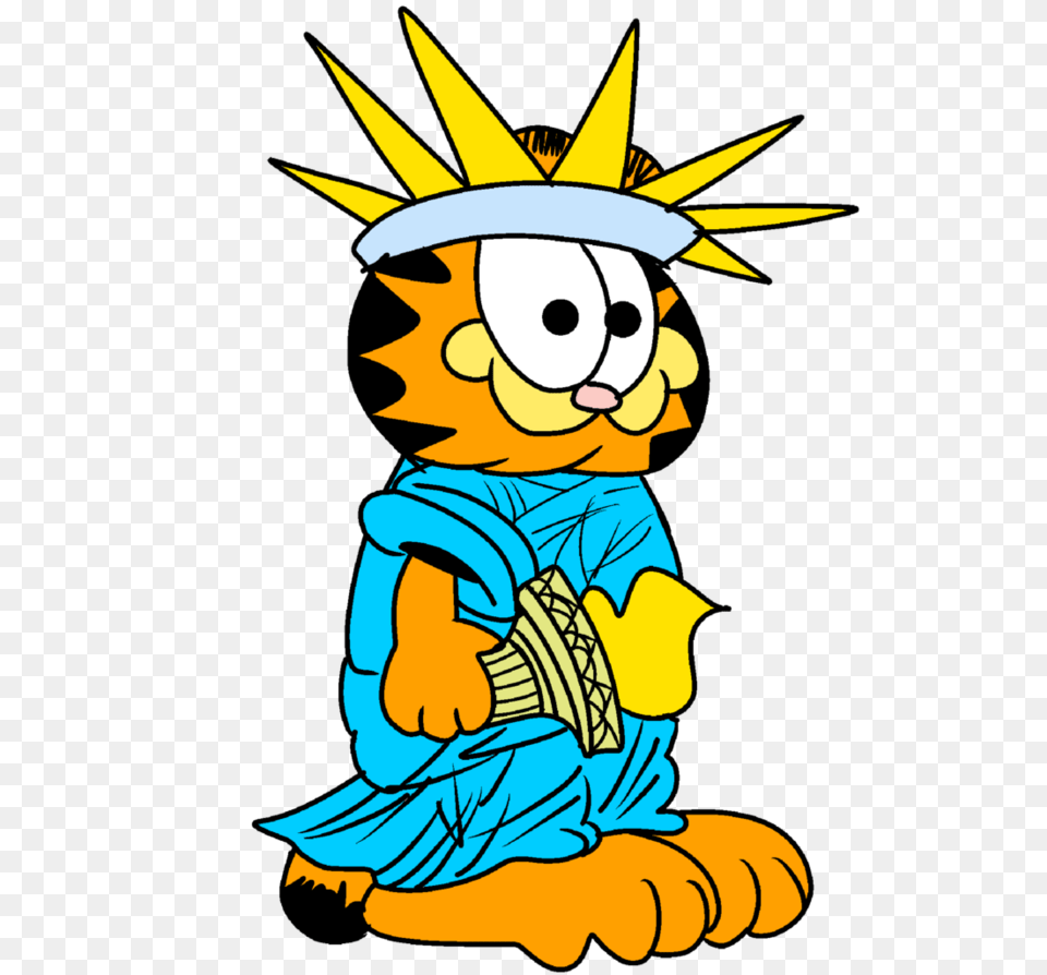 Garfield Dressed As The Statue Of Liberty, Baby, Person, Cartoon, Face Free Png