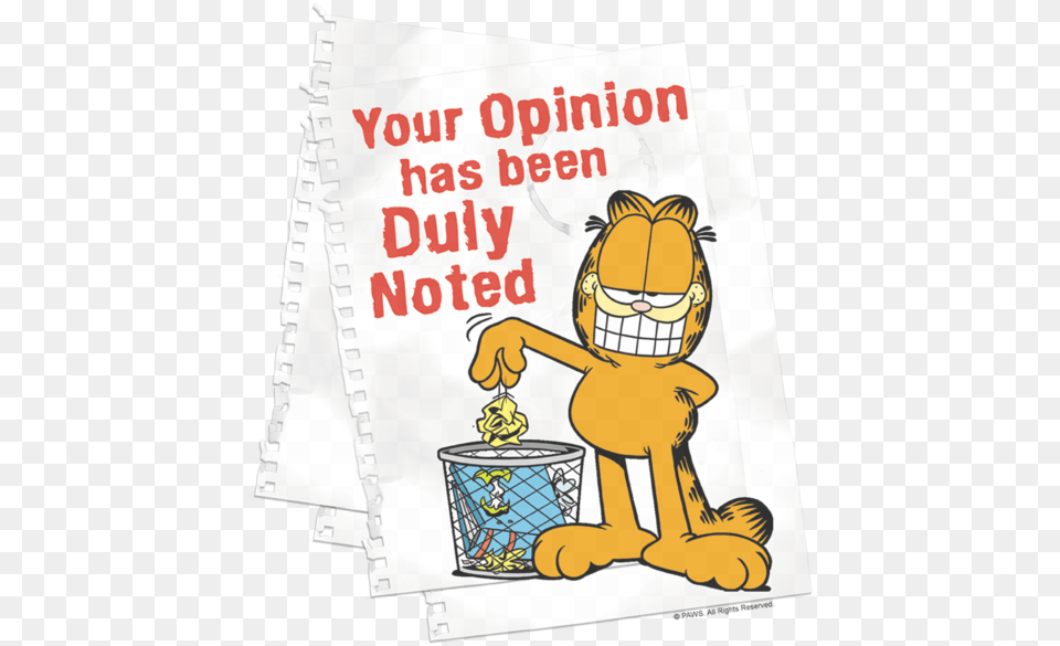 Garfield Duly Noted Men39s Tank Garfield Your Opinion Has Been Duly Noted, Advertisement, Poster, Person, Book Free Png