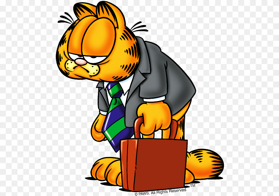Garfield Holding Briefcase Good Morning Monday Cartoons, Bag, Baby, Person, Helmet Free Transparent Png