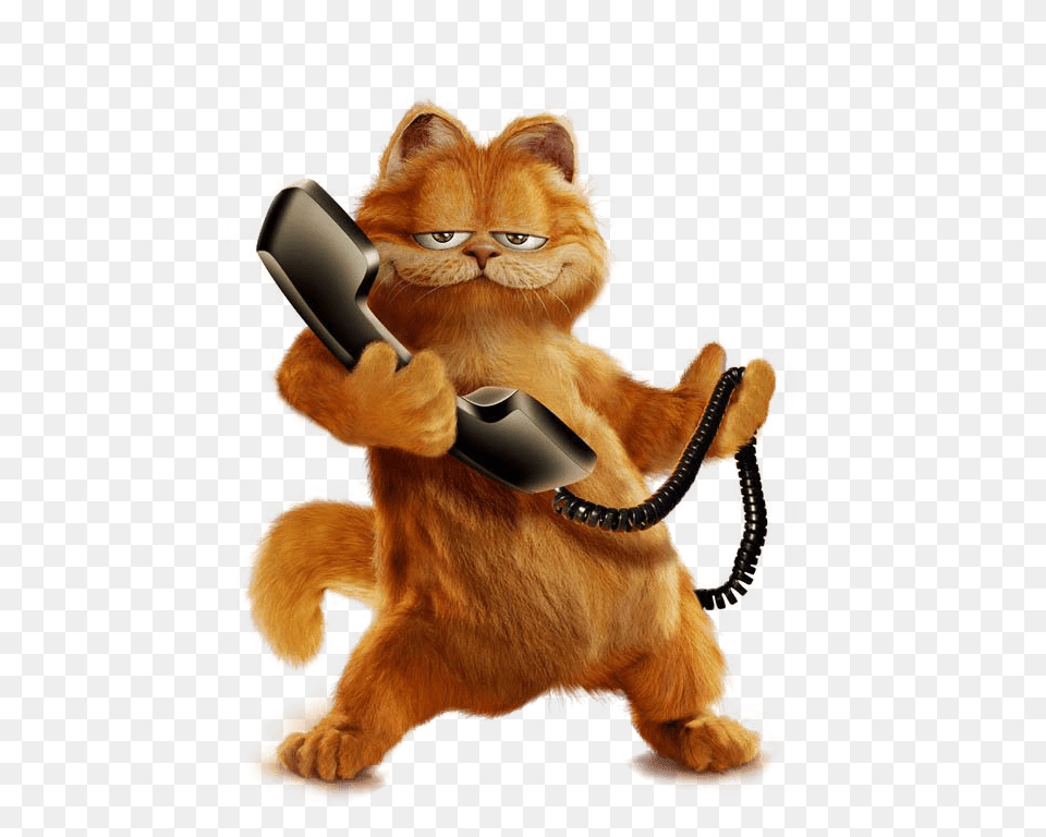 Garfield On The Phone, Electronics, Animal, Cat, Mammal Png