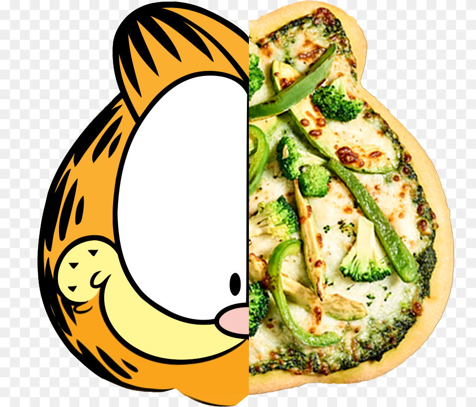 Garfield Shaped Pizza, Food, Lunch, Meal, Produce Png Image