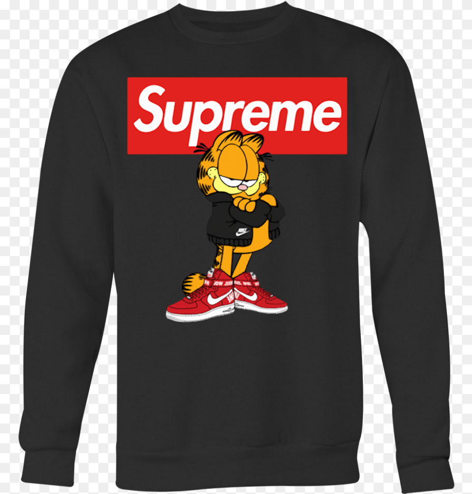 Garfield Supreme And Nike Logo Stay Stylish T Shirt Roblox Clothing Group Logo, Long Sleeve, Sleeve, Sweatshirt, Sweater Free Png Download