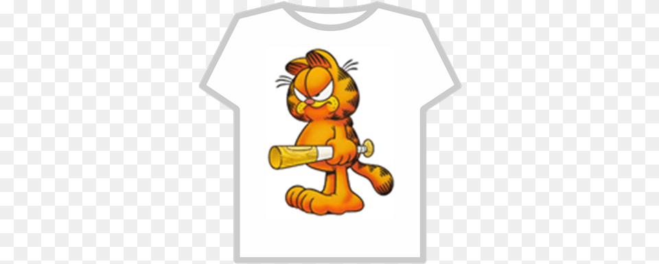 Garfield With A Baseball Bat Roblox Garfield With Bat, Clothing, T-shirt, People, Person Png