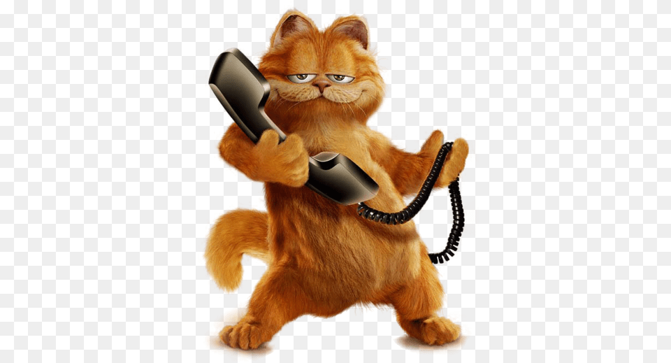 Garfield With Phone Picture Garfield With Phone, Electronics, Animal, Cat, Mammal Free Png