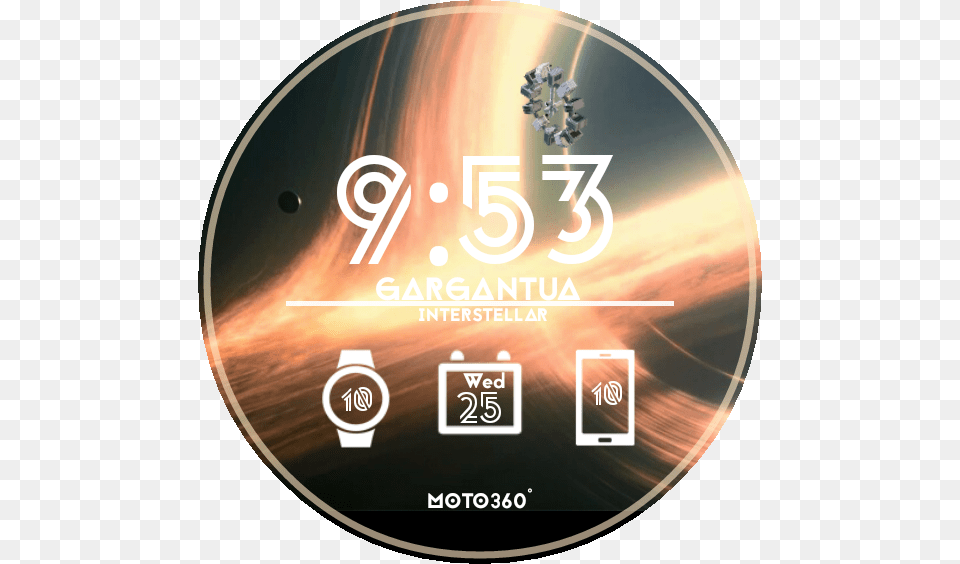 Gargantua Interstellar Watch Face Preview, Disk, Dvd Free Png