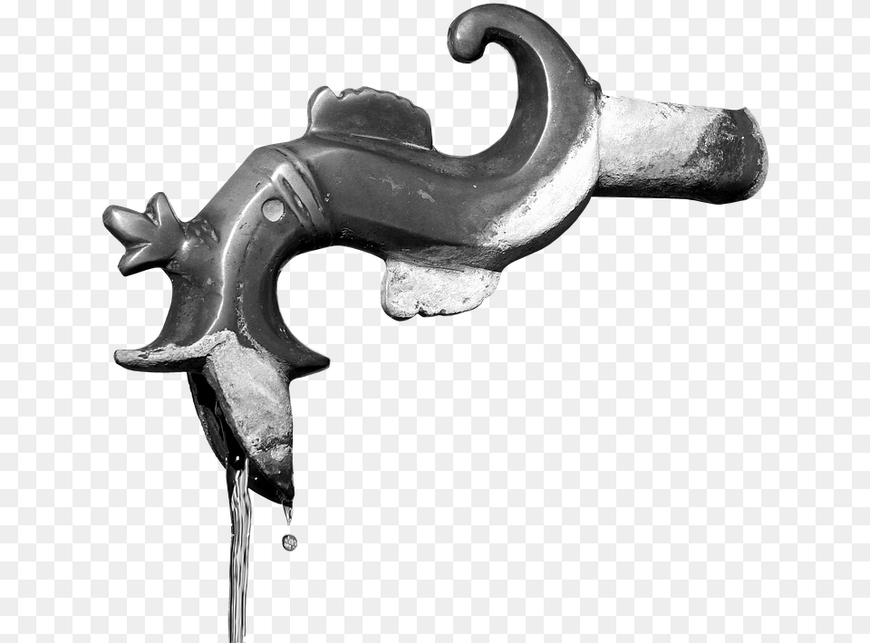 Gargoyle Bronze Head Sculpture Metal Water Jet Handgun, Tap, Gun, Weapon, Sink Free Png Download