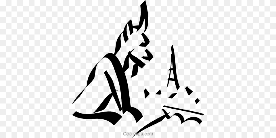 Gargoyle Overlooking The Eiffel Tower Royalty Vector Clip Art, Stencil, Animal, Kangaroo, Mammal Png