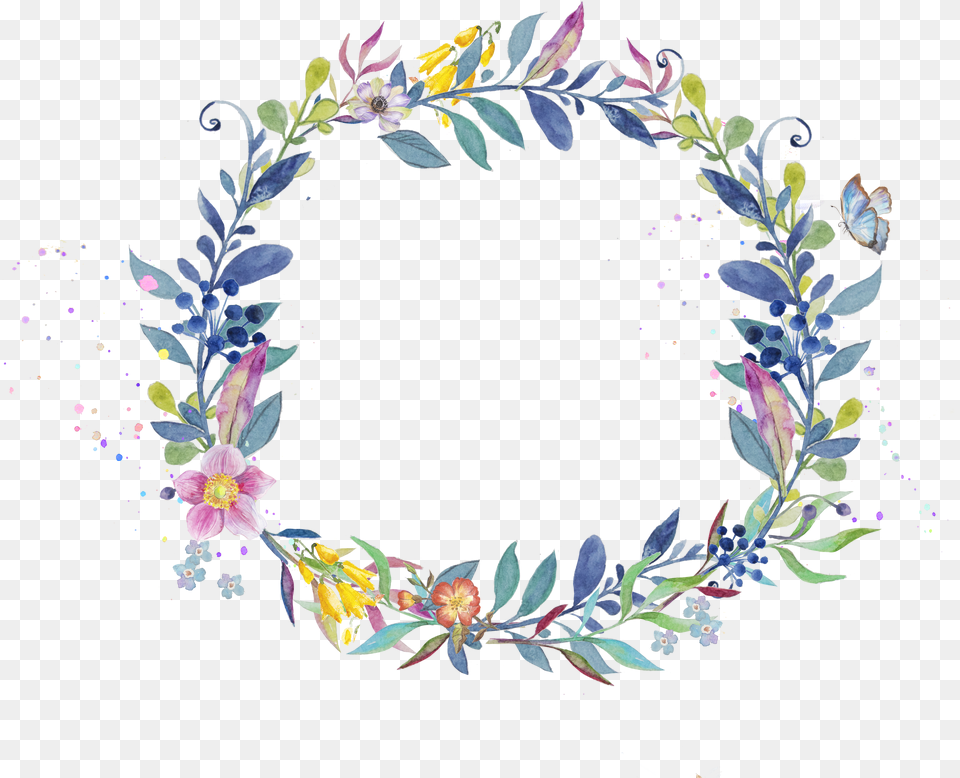 Garland Clipart Leaves Flower Wreath Watercolor, Art, Floral Design, Graphics, Pattern Free Png Download