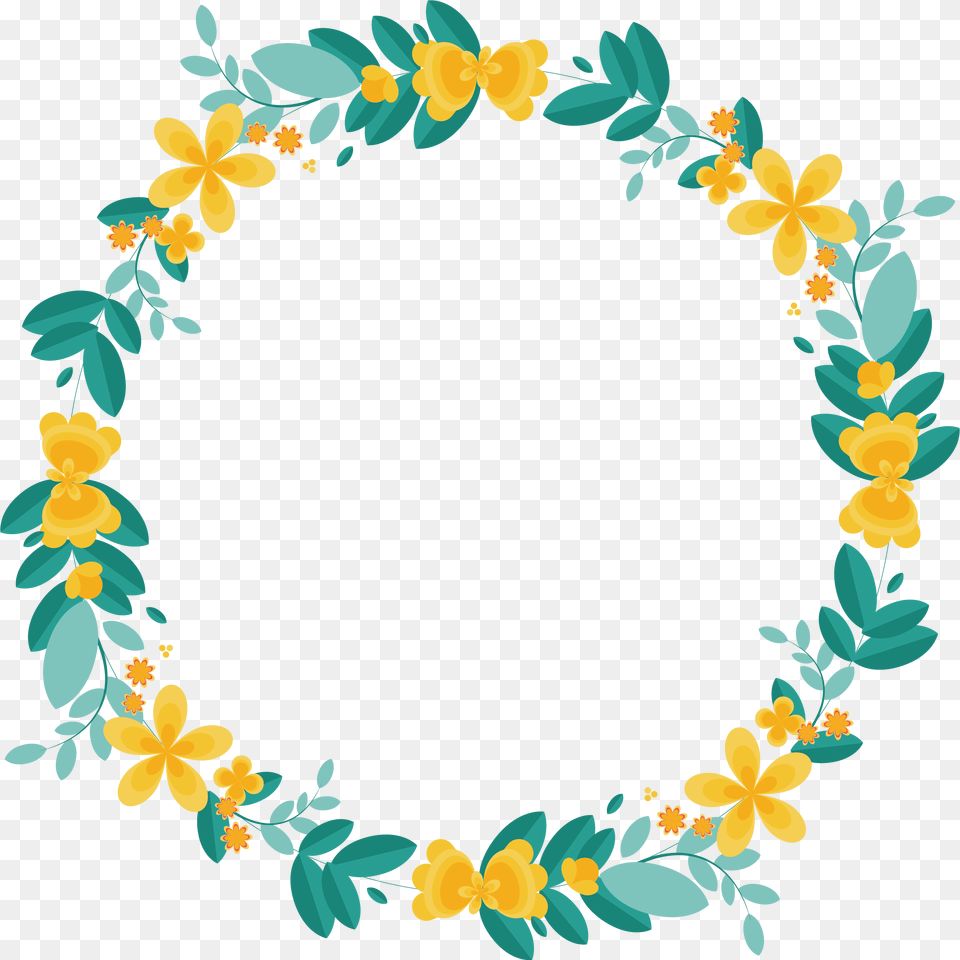 Garland Clipart Lemon Teal And Yellow Flowers Wreaths Clipart, Art, Floral Design, Graphics, Pattern Png Image