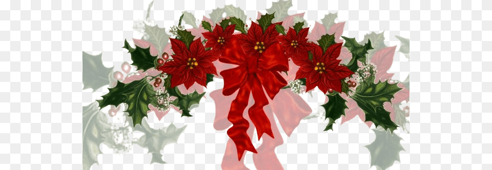 Garland Image Red Christmas Flowers, Plant, Leaf, Flower, Pattern Png